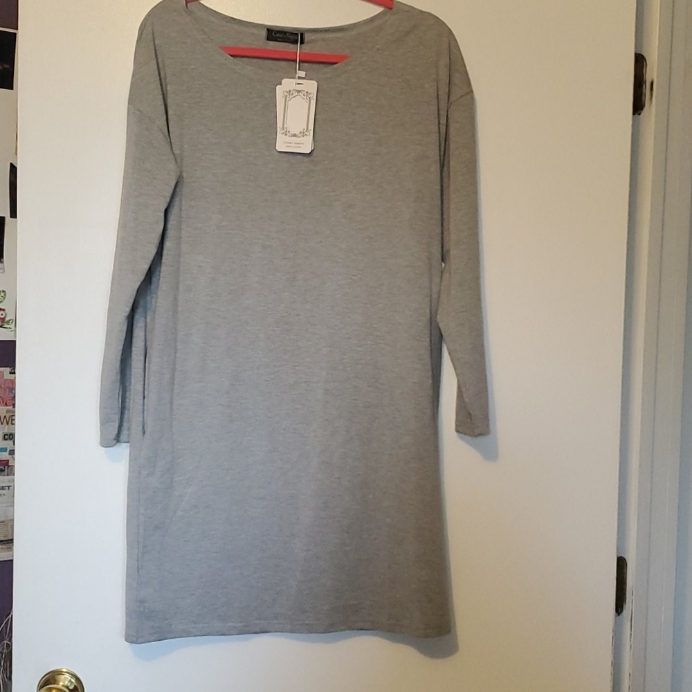 Off shoulder gray dress
